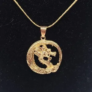 Authentic Estate Gold Plated Year of the Dragon Necklace 14in
