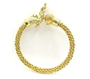 Authentic Celestial Dragon Naga Bangle with Golden Rutilated Quartz