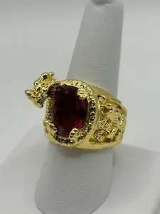 Authentic The Crimson-Eyed Sovereign Gold-Plated Dragon Ring