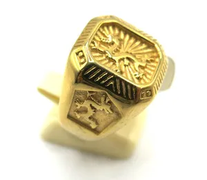 Authentic Vintage Men’s 18K Gold Plated Dragon Ring Square Carved Design Size 11