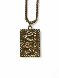 Authentic Frasier Sterling 18k Gold Plated Dragon Pendant And Necklace