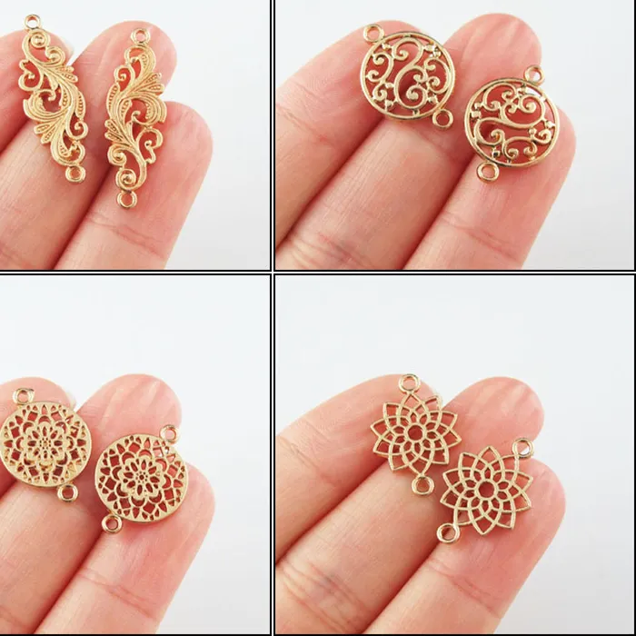 Authentic Fashion New Flower Phoenix Chinese Knot KC Gold Plated Connectors For Gifts Jewelry