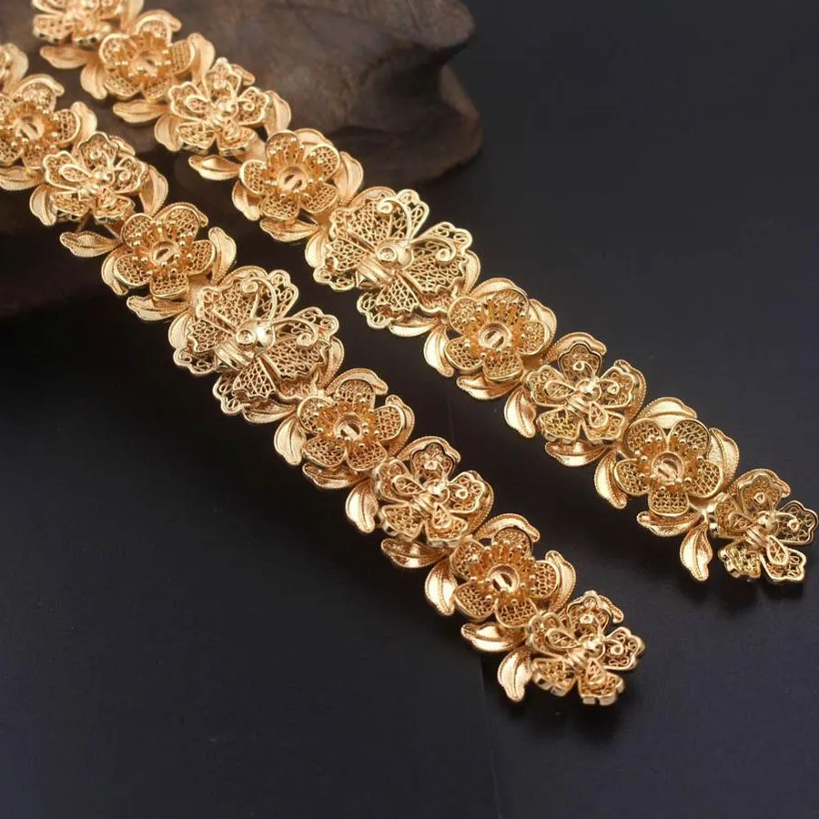 Authentic 3pcs Brass Casted Retro Phoenix Coronet Flowers Beads Caps Charms Quality DIY Women Bridal Wedding Hair Head Jewelry Accessories