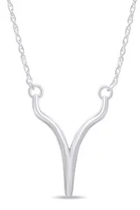 Authentic Wishbone Pendant Necklace 14k Gold Plated 925 Sterling Silver, 18" Chain