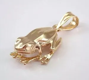 Authentic Vintage Frog Charm Pendant 14K Yellow Gold Plated