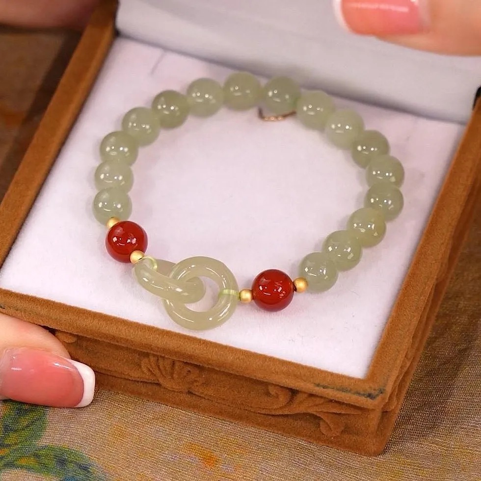 Authentic Mystic Harmony - Jade & Agate Interlocking Ring Charm
