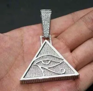 Authentic 2Ct Lab Created Diamond Round Eye of Horus Pendant 14k White Gold Plated Silver