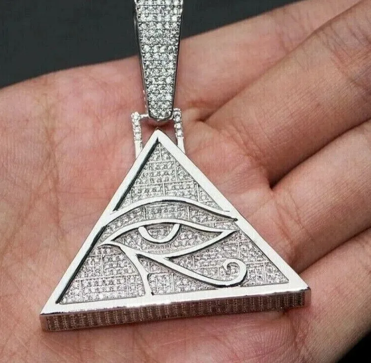 Authentic Radiant Eye of Horus – 2 Ct Lab‑Created Diamond in White‑Gold‑Plated Silver