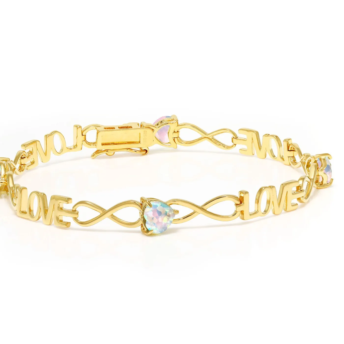 Authentic Infinite Devotion: Heart-Shaped Opal Infinity Love Bracelet