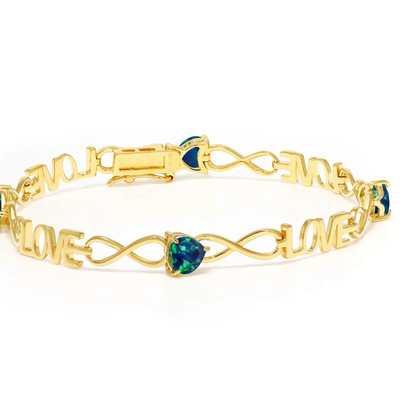 Authentic The Eternal Embrace Infinity Love Bracelet in 18K Gold Plated Silver with Simulated Opal