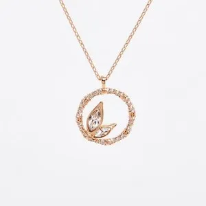 Authentic Swarovski Dellium Bamboo White and Rose-Gold Plated Necklace