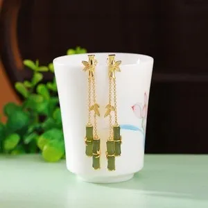 Authentic Whispers of the East: Jade Bamboo Harmony Earrings