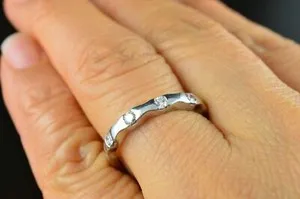 Authentic Mystic Bamboo Wedding Band - Moissanite's Enchanted Embrace