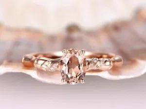 Authentic 2ct Lab-Created Morganite Bamboo Design Engagement Ring 14k Rose Gold Plated