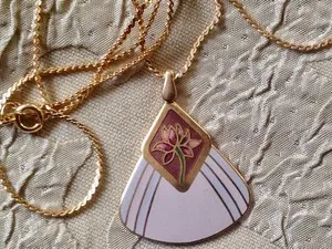 Authentic Ethereal Lotus Fan Pendant- Sacred Gold- Plated Talisman Of Enlightenment
