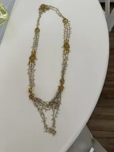 Authentic TRIBE AMRAPALI Silver Gold Plated Lotus Multi Strand Pearl Citrine Necklace 