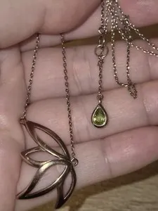 Authentic Rose Gold Plated Silver GPS Lotus Peridot Chain Necklace