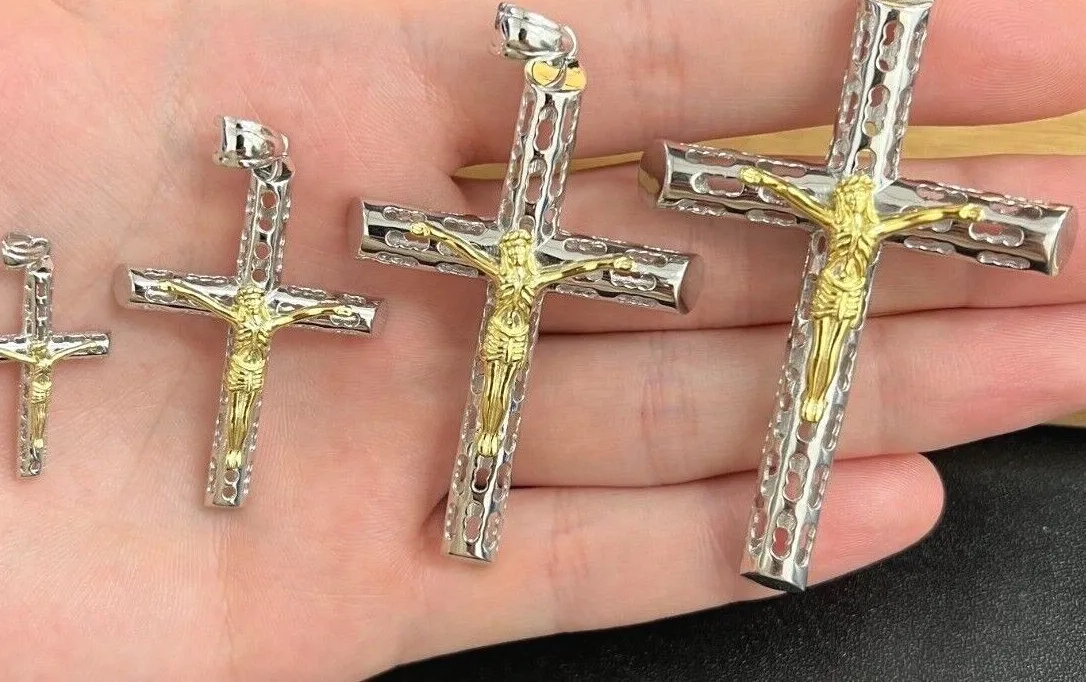 Authentic Sacred Gold‑Plated 925 Silver Crucifix Necklace – Celestial Cross of Protection