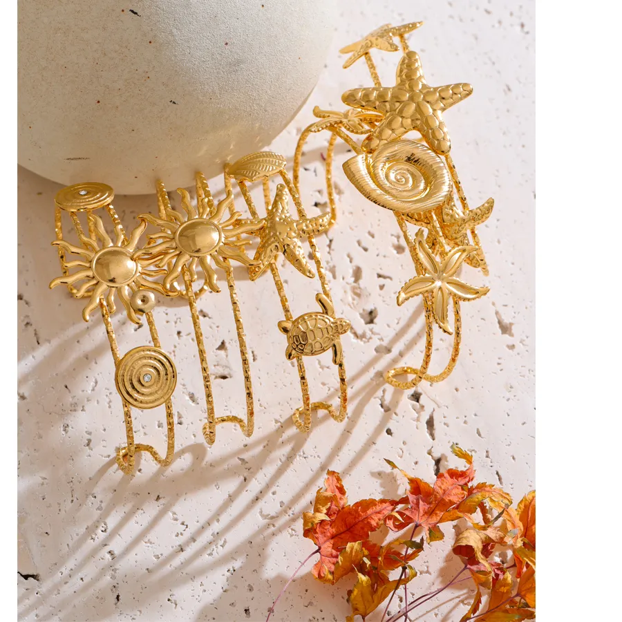 Authentic Guardian of the Tides: Double Layer Starfish Charm Cuff