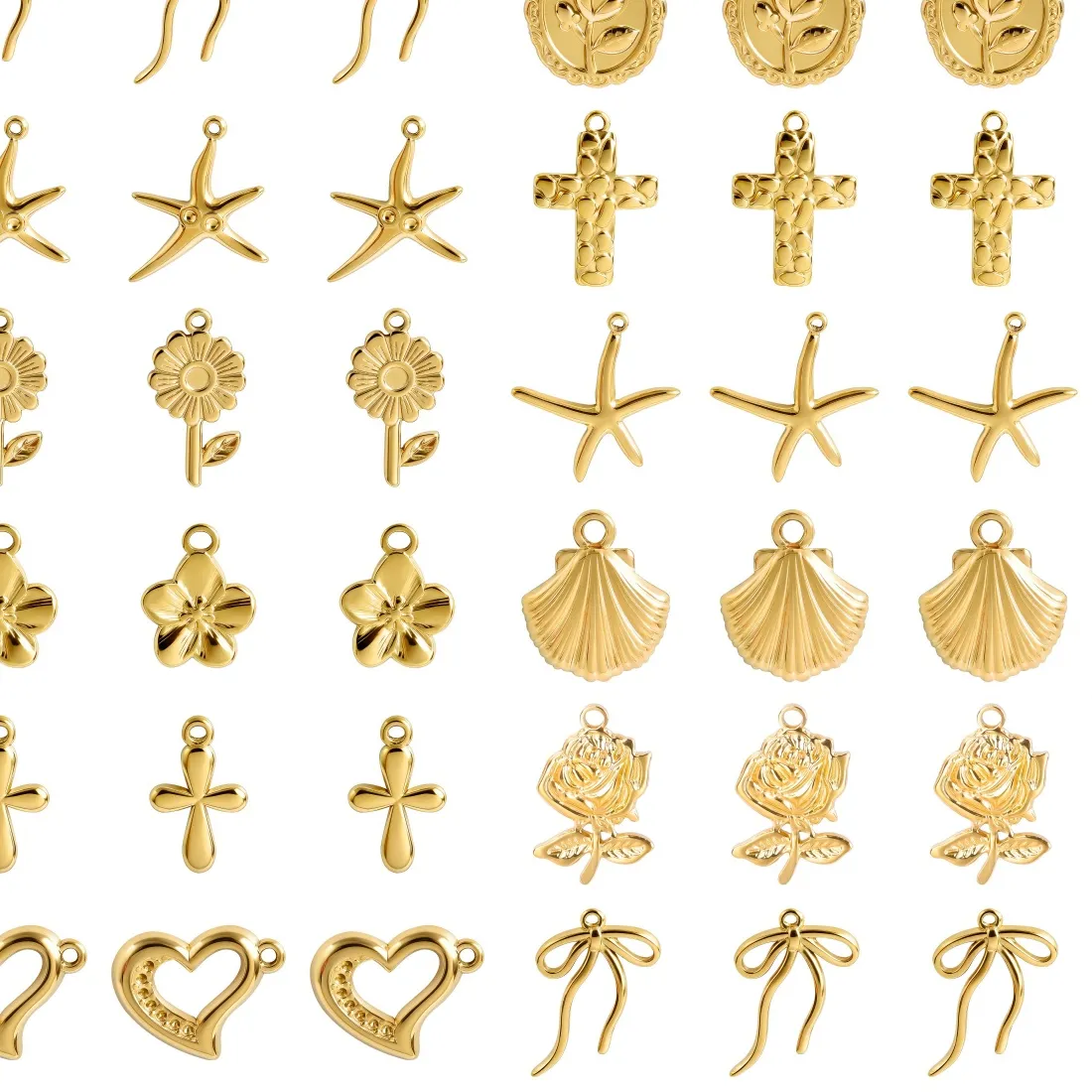Authentic Celestial Harmony: 10pcs 18K Gold Plated Pendants for Sacred Energetic Alignment