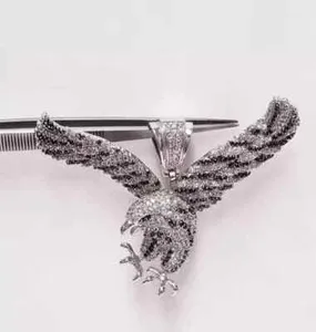 Authentic 3Ct Round Cut Real Moissanite Eagle Charm Men's Pendant 14K White Gold Plated
