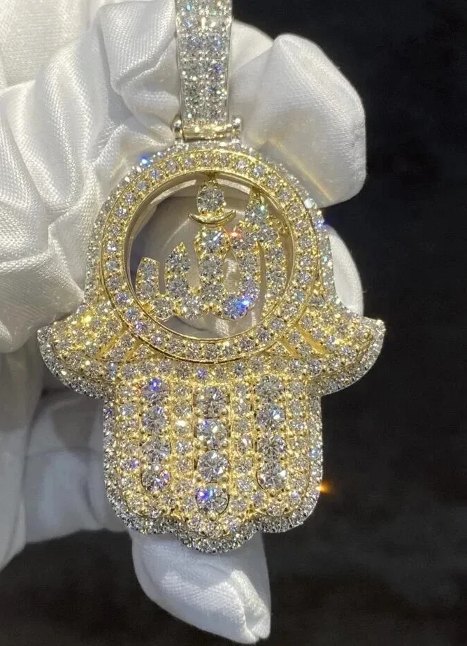 Authentic The Hamsa of Divine Presence: Radiant Moissanite and Gold Talisman