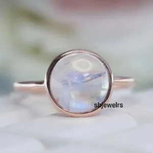 Authentic Lunar Radiance Rose Gold Moonstone Ring