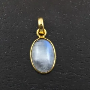 Authentic Natural Moonstone June Birthstones Oval Shape Gold Plated Pendants Boho Jewelry