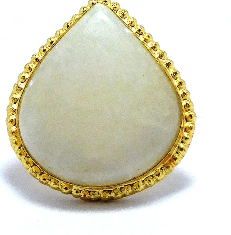 Authentic Rainbow Moonstone Big Rings Size-9.5 Gold Plated Rare Gemstone Rings Jewellery