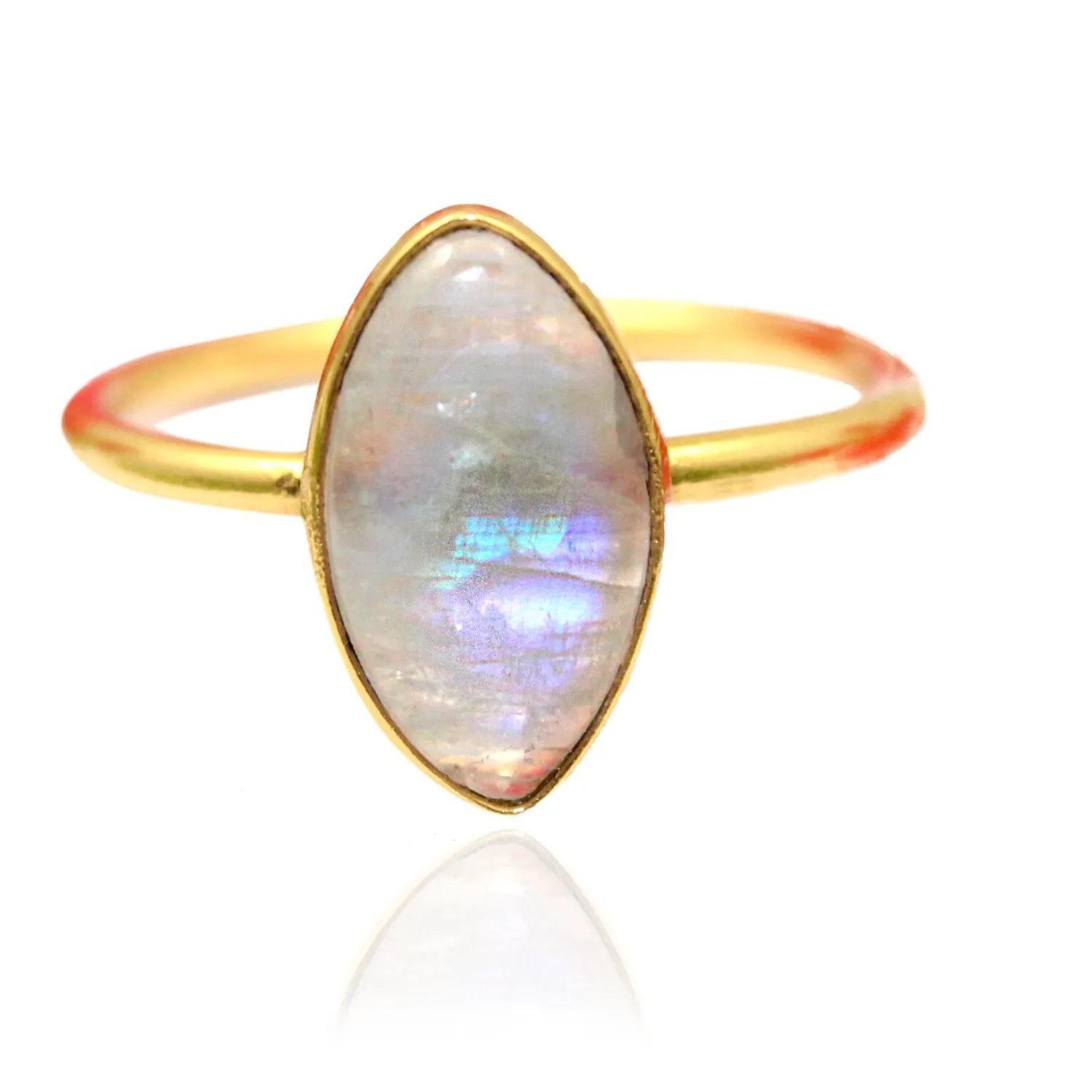Authentic Moonlit Whispers: Dainty Gold Plated Boho Ring for Celestial Protection