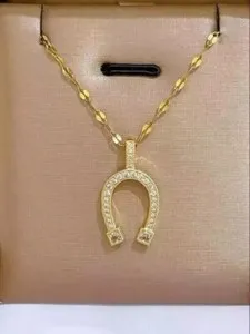 Authentic Round Cut Simulated Diamond Stunning Horseshoe Pendant In 14K Yellow Gold Plated