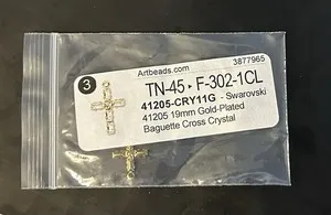 Authentic Swarovski Crystal Baguette Cross Gold Plated