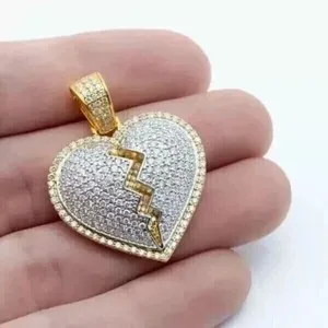Authentic Round Simulated Diamond Women's Gorgeous Heart Pendant In 14k Yellow Gold Plated