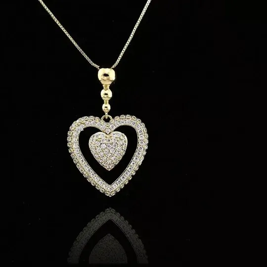 Authentic 2Ct Round Cut Lab Created Diamond Heart Style Pendant 14K Yellow Gold Plated