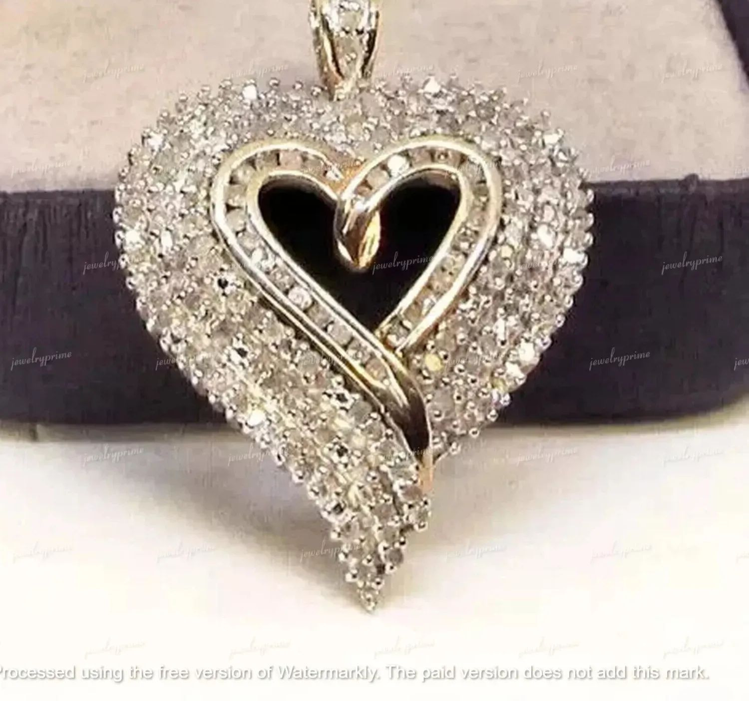 Authentic Radiant Heart of Eternal Light Lab-Created Diamond Pendant in 14k White Gold Finish