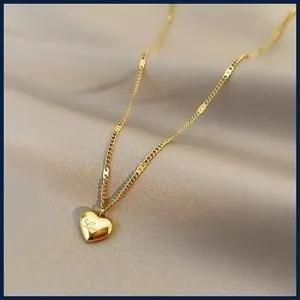 Authentic Waterproof Stainless Steel PVD Gold Plated Engraved Love Letters Heart