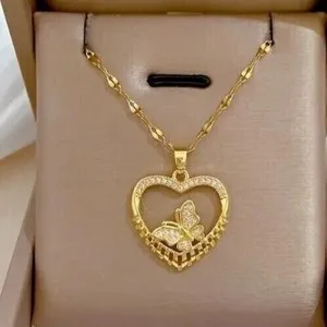 Authentic Round Simulated Diamond Women's Gorgeous Heart Pendant 14K Yellow Gold Plated
