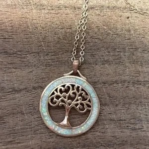Authentic Rose Gold Opal Tree of Life Amulet - Cosmic Growth & Healing Pendant