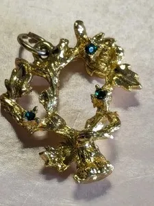 Authentic Vintage House of Borvani Gold Plated Tree of Life Rhinestones Charm