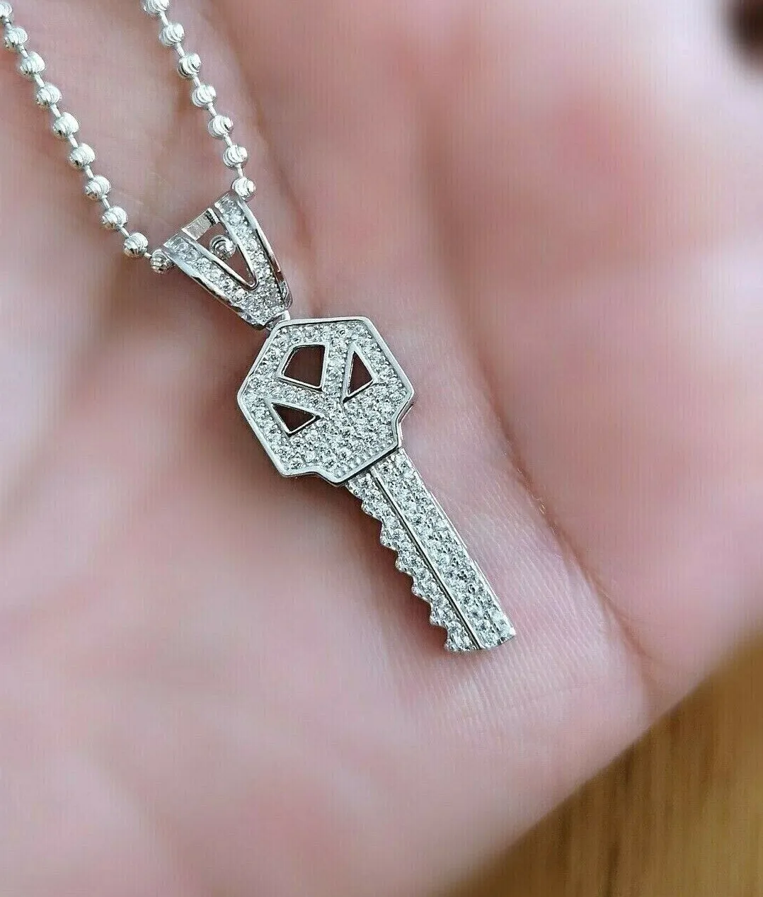 Authentic The Master Key of Illumination: 2Ct Simulated Diamond Pendant in 14K White Gold Finish