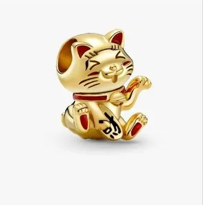 Authentic Pandora Cute Fortune Cat Charm 14K Gold Plated Lucky Maneki Neko 769271C01