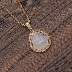 Authentic Awaken Inner Balance - Enchanted 14K Gold Plated Green Jade Buddha Pendant