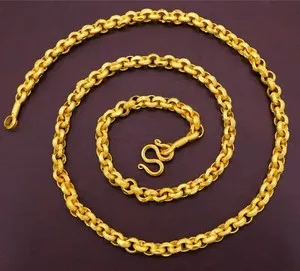 Authentic 7mm/26inch ROLO Chain THAI BAHT Yellow Gold Plated Jewelry Amulet Necklace Men