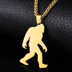 Authentic Bigfoot Pendant Necklace Yeti Sasquatch Chaser Follower Amulet Gold-Plated BIG