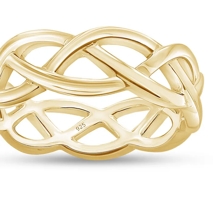 Authentic The Infinite Weave: 14K Gold-Plated Celtic Eternity Band