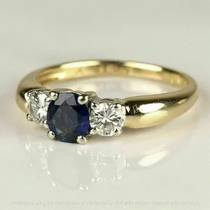 Authentic 2Ct Round Cut Lab Created Blue Sapphire Women Ring Gift 14k Yellow Gold Plated