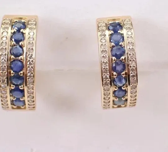 Authentic Celestial Azure Huggie Hoops in Radiant Gold Finish