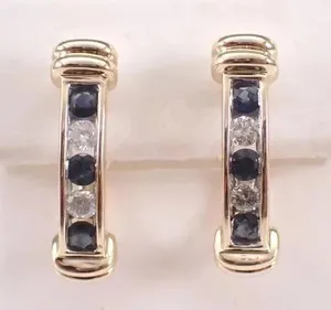 Authentic 2Ct Round Cut Lab Created Blue Sapphire Hoop Earrings In 14K Yellow Gold Plated