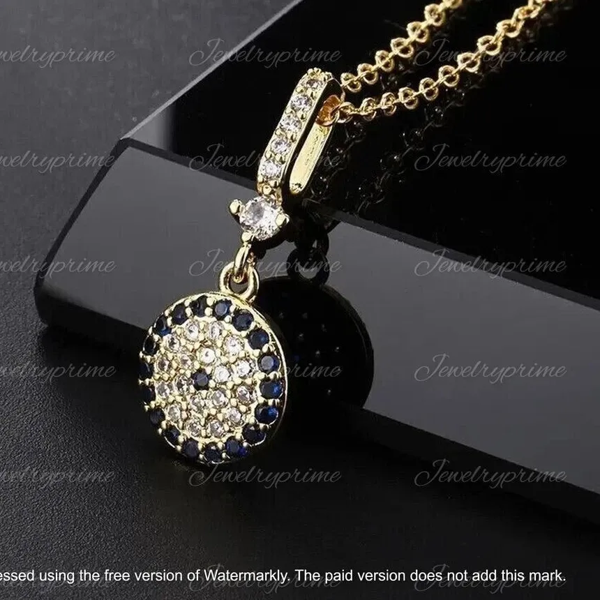 Authentic 2Ct Round Cut Lab Created Blue Sapphire Beauty Pendant 14K Yellow Gold Plated