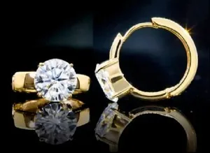 Authentic Celestial Tides: 14K Gold-Plated Lab-Created Blue Sapphire Hoop Earrings